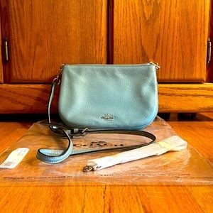 COACH Transformable Crossbody/Wristlet Pebbled Leather (Aqua-Marine) F24799